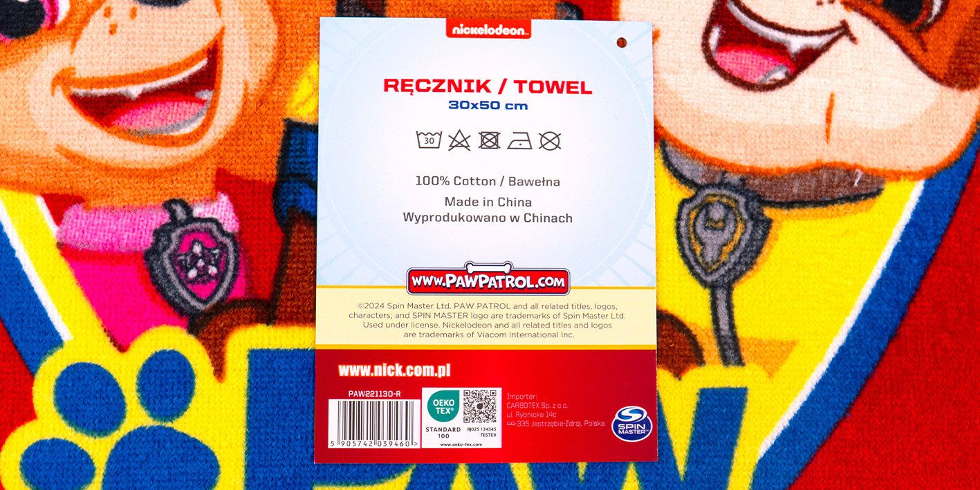 Ręcznik 30x50 cm psi patrol czerwona